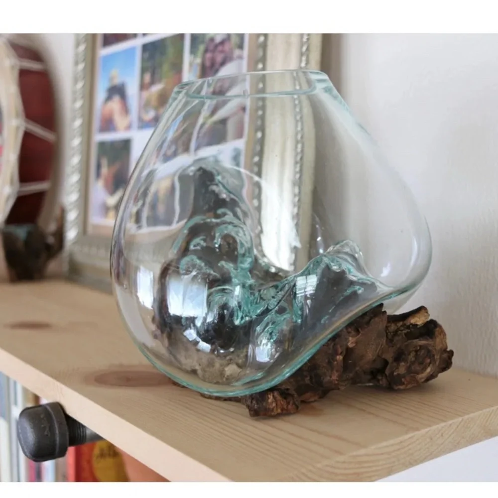 Atrium/Fishbowl Glass Teak Burl Wood Fishbowl/Airplant Display
Molten Glass - Picture 3 of 14